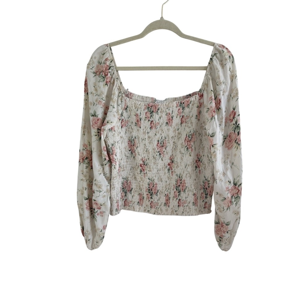 American Eagle Shirt Sz‎ XL Smocked Floral Coquette Balloon Sleeve Cottagecore